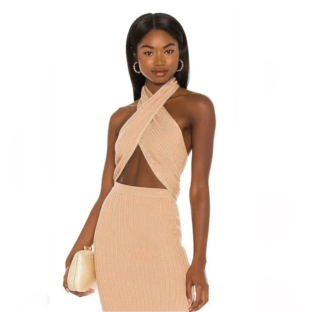 CAMILA COELHO Knitted Lyon Top in Tan Size S